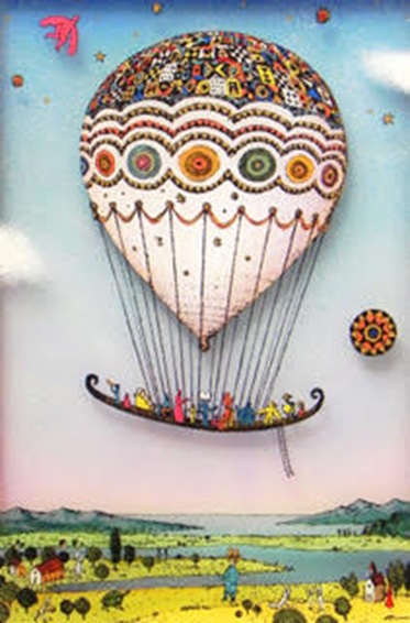 綿引明浩 「Cielo　風の旅人」クリアグラフ 27.0x18.0cm