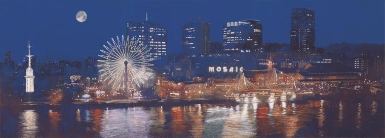 《輝く街》1999年 紙本着色
165.0×453.5cm 神戸ゆかりの美術館蔵