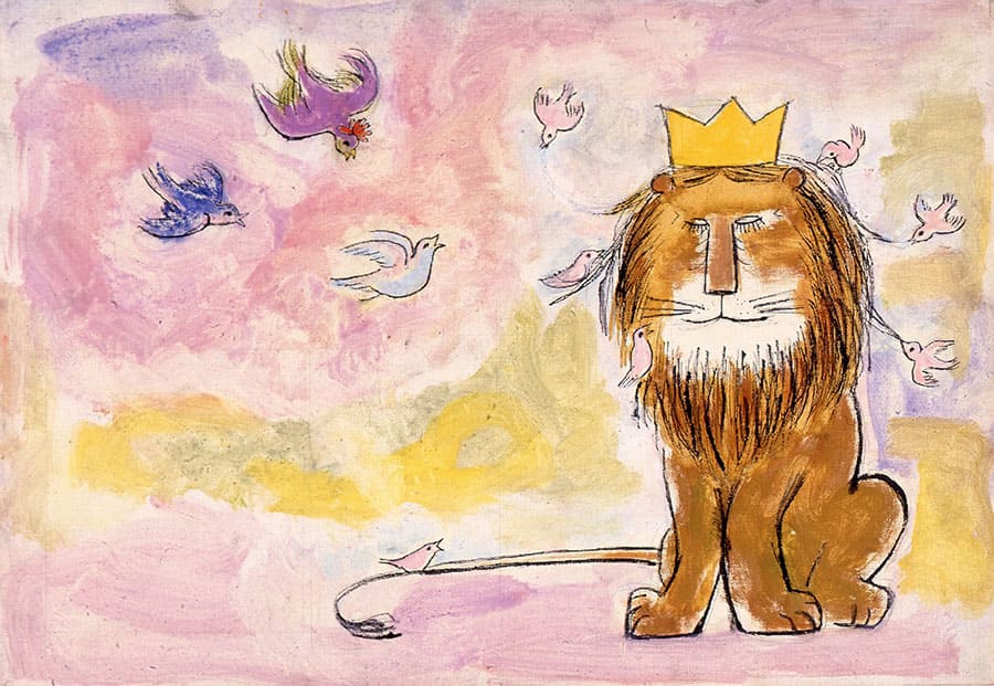 中谷千代子《ジオジオのかんむり》18-19頁原画　1960年　宮城県美術館蔵