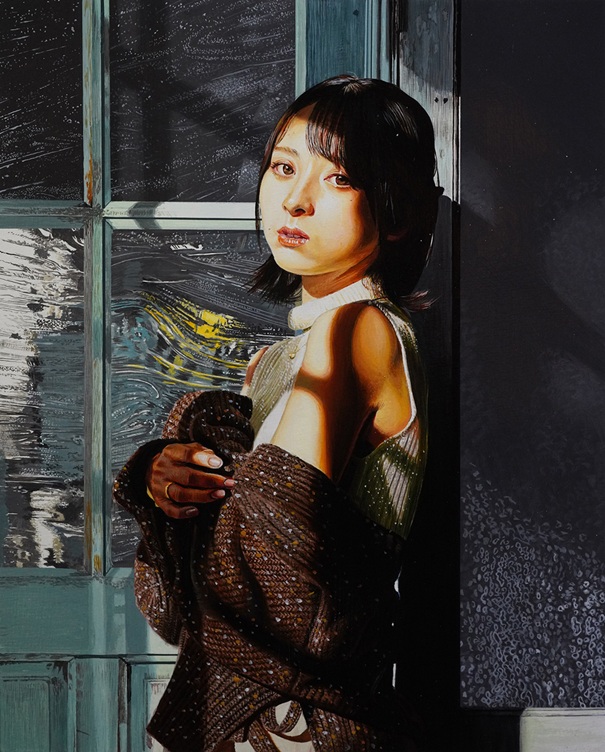 鏡 泰裕「見つめる」</span><br />F6 油彩