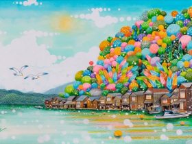 「舟屋のある町・夏」M8 ミクストメディア