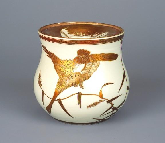 湖東焼 赤絵金彩芦雁図水指 鳴鳳絵付 彦根城博物館