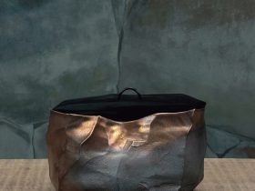 須恵唐津面取水指 幅21.6ｘ奥行20.2ｘ高さ13.4㎝