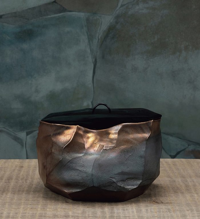 須恵唐津面取水指 幅21.6x奥行20.2x高さ13.4㎝