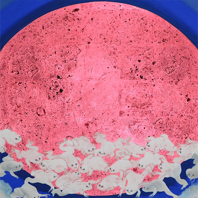 「Moon prologue ー雲蛙ー」
S12号　箔・岩絵具・紙