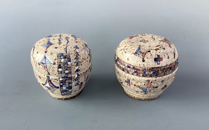 角りわ子「彩紋上絵蓋物」