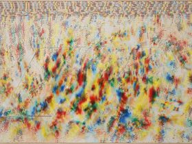 関根直子「Colors(694-2)」 53.7×80cm 油性色鉛筆、オイルパステル、木製パネル