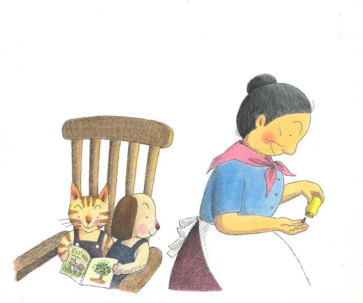 絵本『すいかのたね』福音館書店(1982 年) より　絵本原画　小さな絵本美術館蔵