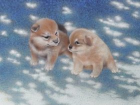 【ころん】岩絵具、麻紙、（F6号）