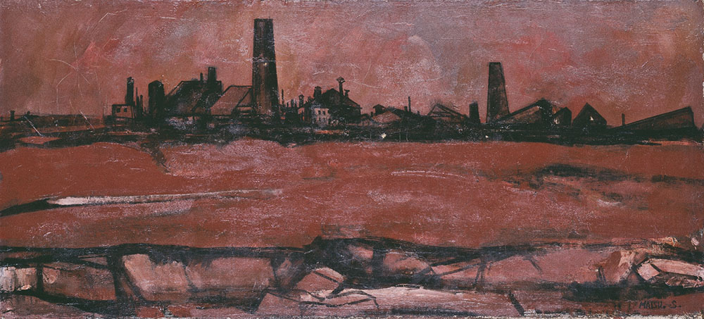 松本竣介《隅田川風景(焼跡風景)》1946年