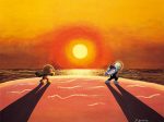 「夕陽の決闘」1998年 ©やなせたかし （公財）やなせたかし記念アンパンマンミュージアム振興財団蔵