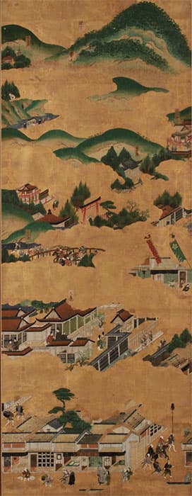 洛中洛外図掛軸　紙本着色　江戸時代後期