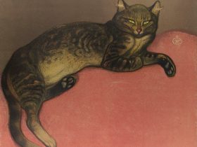 テオフィル･アレクサンドル・スタンラン《冬、クッションの猫》1919年、リトグラフ、紙、町田市立国際版画美術館蔵蔵