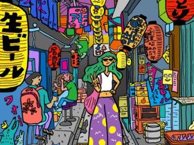 「懐かし横丁」 ジクレー、手彩色 50 × 40 cm