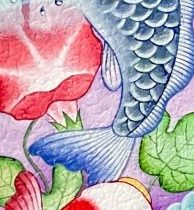 香月祐美「こいのたきのぼり」 油絵の具、ベニヤ板 36 × 7.2cm