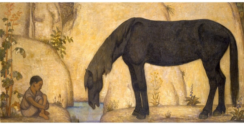 小杉未醒《飲馬》 1914年作 再興第1回院展 小杉放菴記念日光美術館蔵