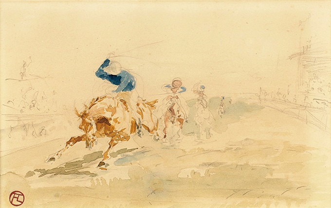 アンリ・ド・トゥールーズ=ロートレック「競馬」 16.2×26.3cm 1894年 紙に水彩・裏面にも絵