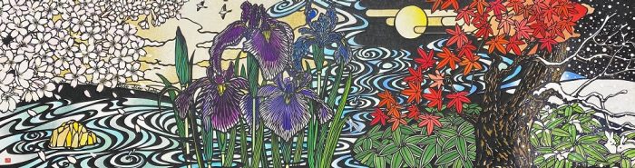 「光彩奪目」 切り絵 27.8 × 115.2㎝