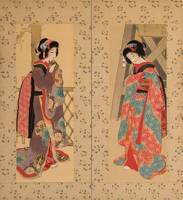 栗原玉葉《お七・お染》大正時代　福田美術館蔵　通期展示