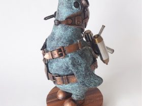 「JET BOY」H29×W15×D18cm銅、真鍮、ステンレス、木（モンキーポット）