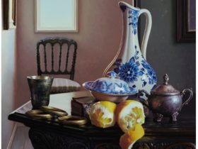 「檸檬・青い器」（縦57×横54.4cm）