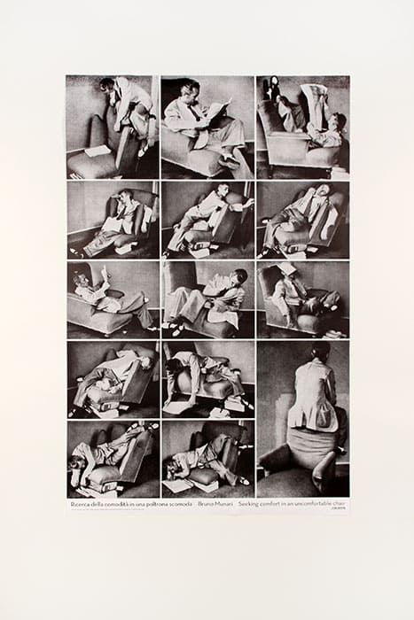 Bruno Munari | Seeking comfort in an uncomfortable chair | 2012 | Photo: FRAC Grand Large
© Bruno Munari. Courtesy Corraini Edizioni, Maurizio Corraini s.r.l., Collection FRAC Grand Large ーHauts-de-France