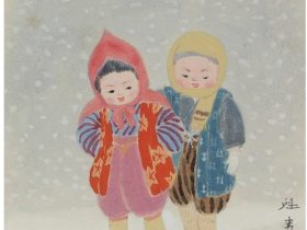 東山魁夷「雪國」（縦27.4×横24㎝）