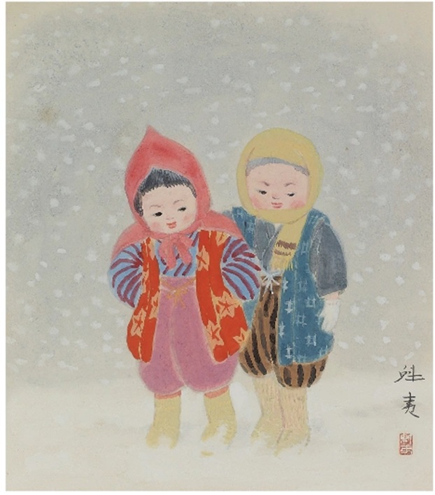 東山魁夷「雪國」（縦27.4×横24㎝）