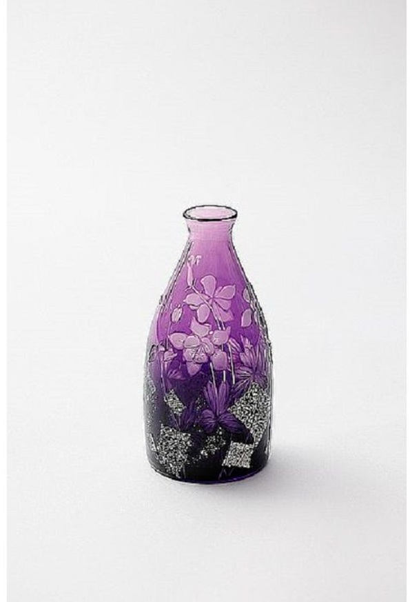 【銀彩被硝子花瓶「オダマキ」】径8×高さ16cm