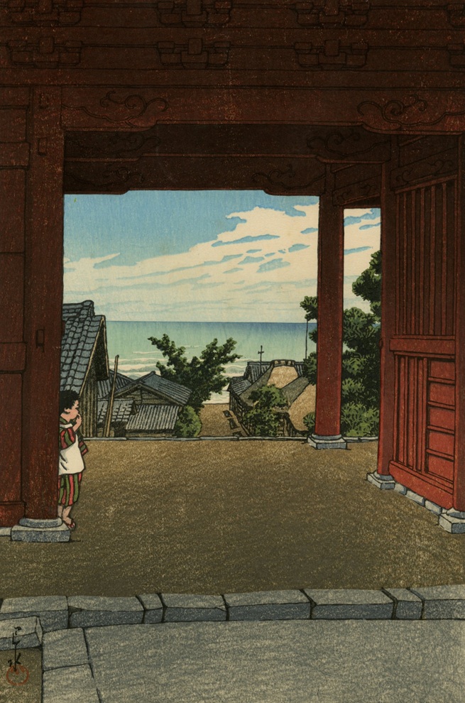 川瀬巴水《房州　濱萩　多聞寺》昭和9年