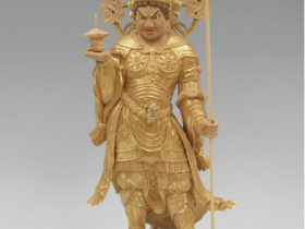 毘沙門天 桧・截金 高さ45㎝