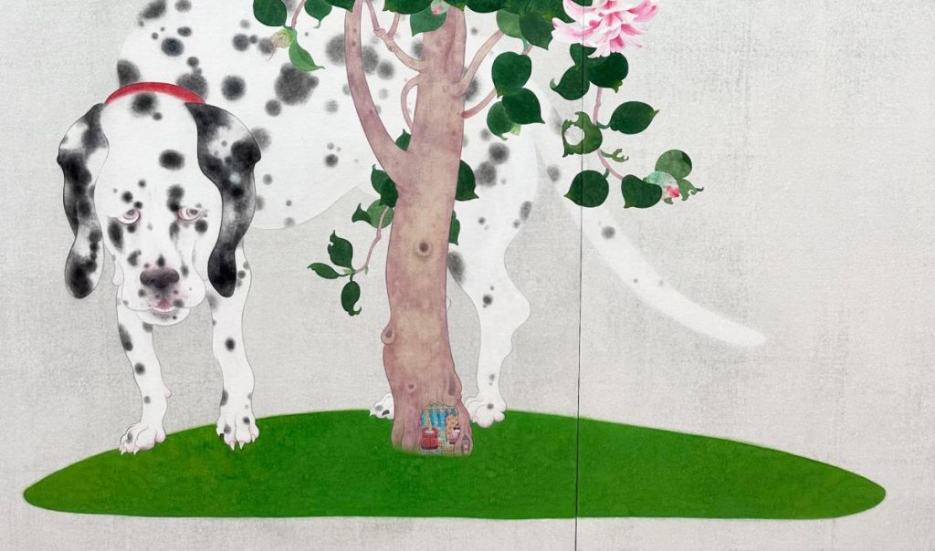 田島周吾《猫五匹犬一匹図》（部分） 令和7年（2025）