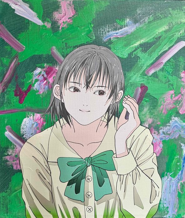 「Curious Girl」 10F キャンバス、油彩にUV印刷 2025年