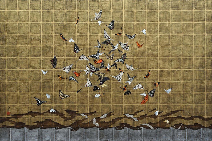 小松孝英《帰化混成蝶舞図》2020年