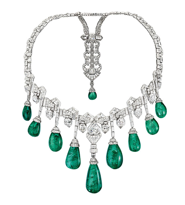 コラレット　1929年　プラチナ、エメラルド、ダイヤモンド エジプト女王ファイーザ旧蔵 ヴァン クリーフ＆アーペル コレクション　©Van Cleef & Arpels