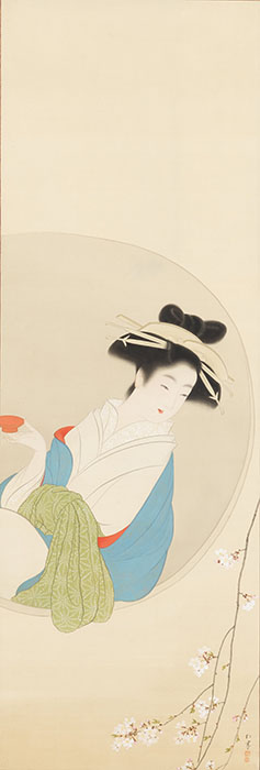 上村松園《花のさかづき》1935年頃　福田美術館蔵　前期展示