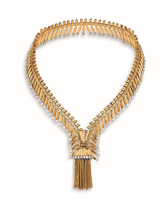 シャンティイ ジップ ネックレス　1952年　イエローゴールド、プラチナ、ダイヤモンド
ヴァンクリーフ＆アーペル コレクション　©Van Cleef & Arpels