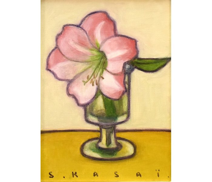 笠井誠一【アマリリス】油彩、F4号、2007年作、※賛助出品［非売品］