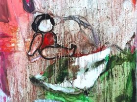 「Human in Animal_play with pig」 80F 油彩、キャンバス