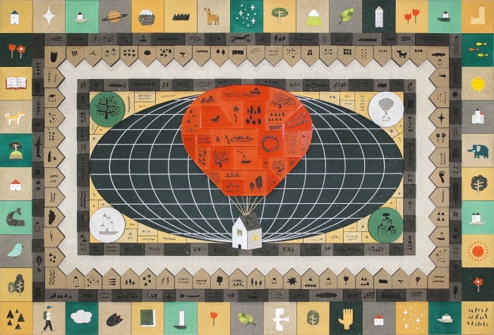 「とぶ家の話」　2025 M12号 アクリル、砂