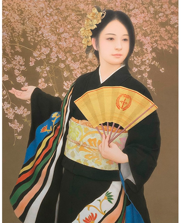 森本 純「SAKURA」66.2 × 53.0cm 絹本、岩絵具、金泥