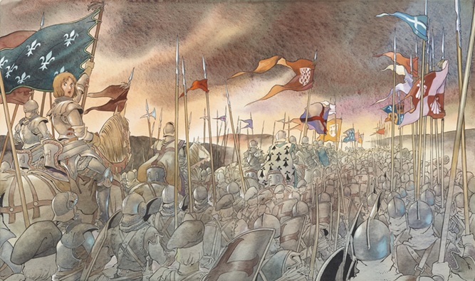 『ジャンヌ』より愛蔵版カバーイラスト原画 2002年3月発行 インク、水彩・紙 © 安彦良和