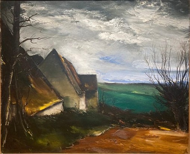 モーリス・ド・ヴラマンク 家々と谷の夕暮れ/Soir sur les maisons et la vallée 20号