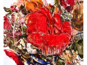 「Garden01」 130×130cm 油彩、オイルスティック、キャンバス 2025年