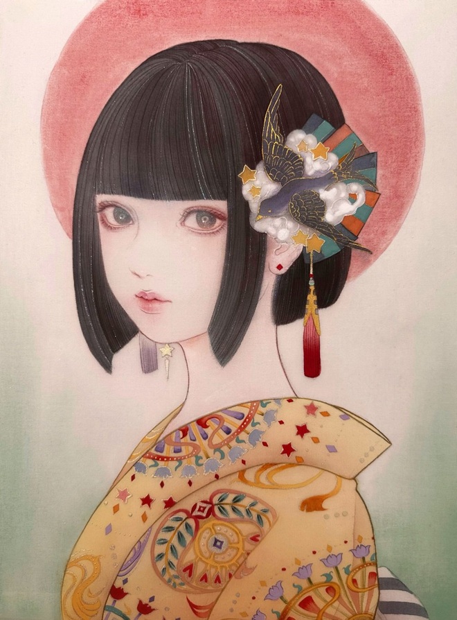 安藤 朱里(あんどう あかり)
タイトル:「赤日」
技法 :日本画
サイズ :4号