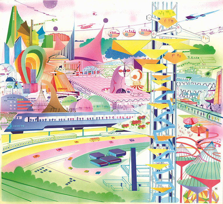 真鍋博《会場は美しい未来都市》1969年