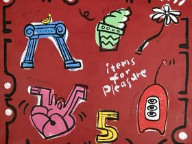 タイトル：「5 items for pleasure」 技法　　：Oil on canvas サイズ　：F10号（縦53×横45.5cm）