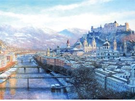 ザルツブルク冬景・オーストリア」 油彩M50号