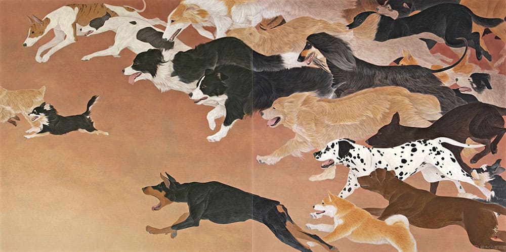武蔵原裕二《一〇八匹犬図－走－》2013年