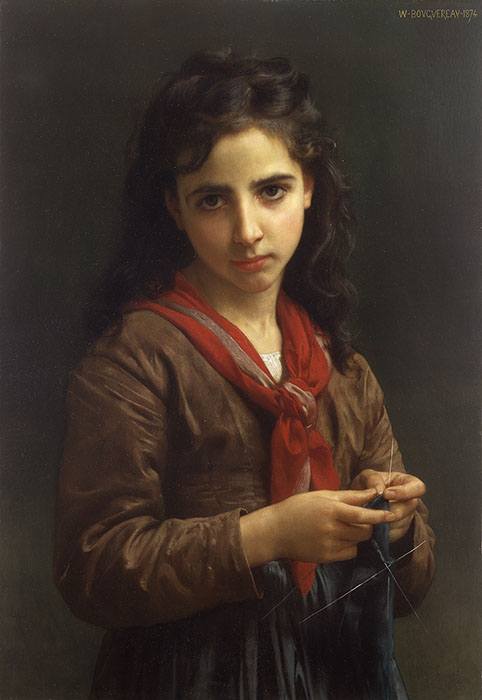 ウィリアム・アドルフ・ブーグロー　《編み物をする少女》　1874年